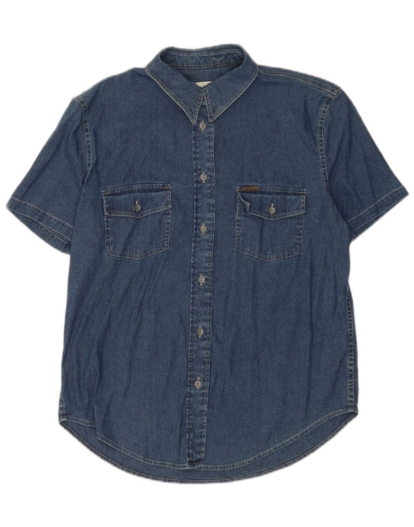 Cămașă de denim cu mânecă scurtă pentru femei Calvin Klein UK 16, mare, albastru, bumbac