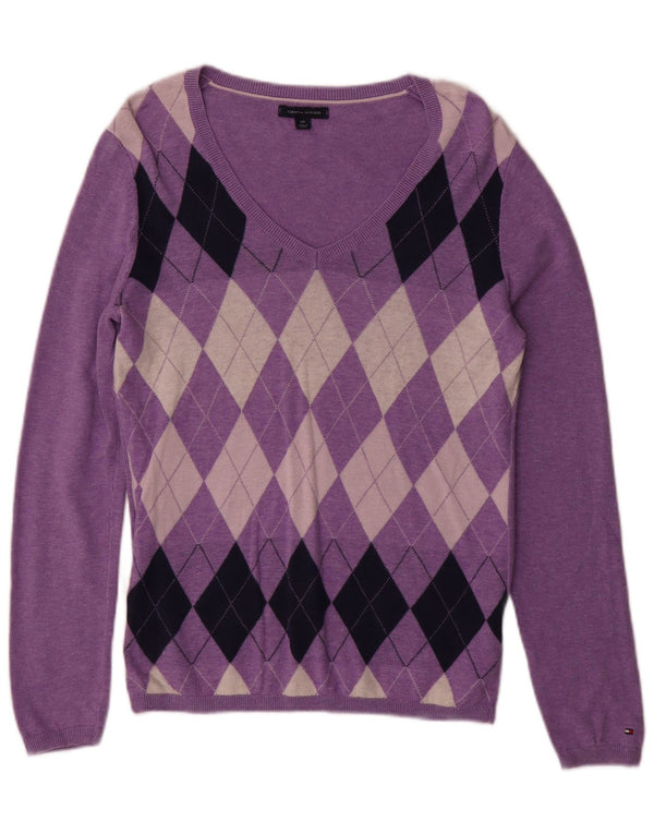 TOMMY HILFIGER Pulover cu decolteu în V pentru femei UK 10 Mic violet