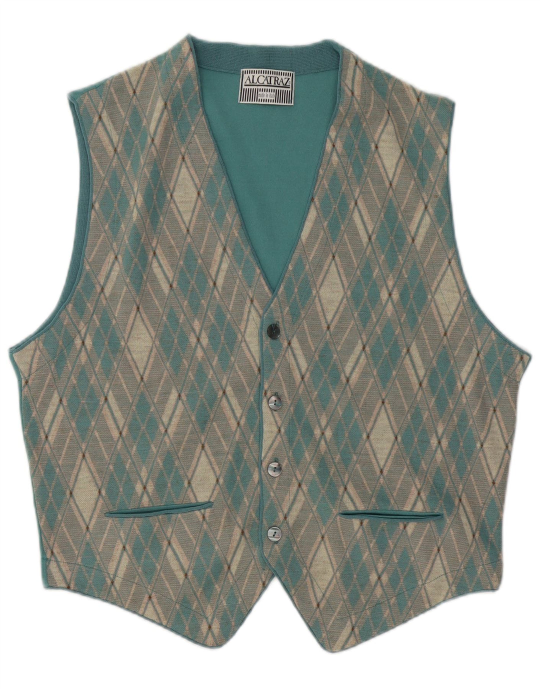 Vestă Alcatraz pentru bărbați, albastru mediu, argyle/diamond acrilic