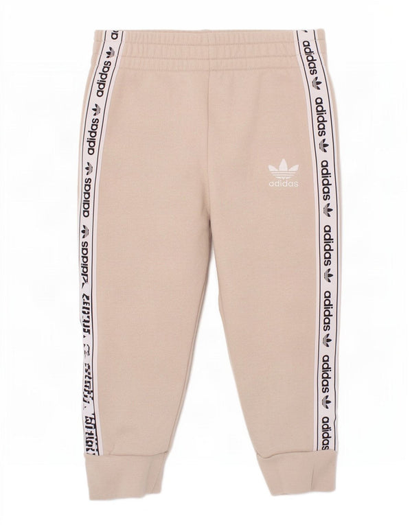 Pantaloni de trening cu grafic pentru bebelusi Adidas 18-24 luni Bej color block