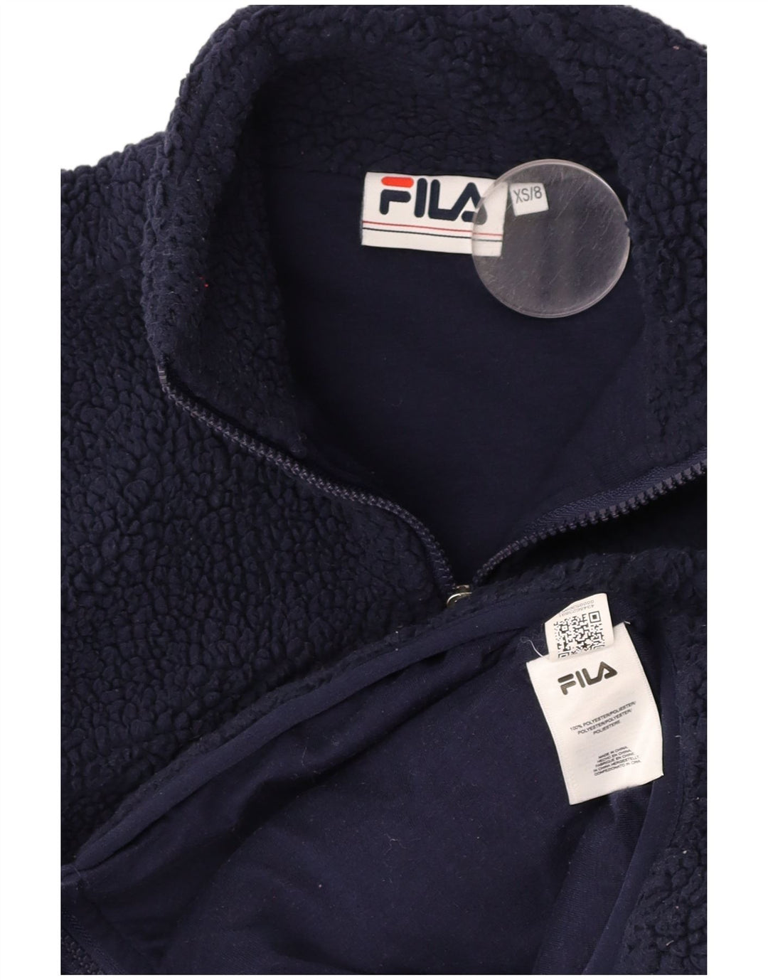 Jachetă cu fleece grafică supradimensionată pentru femei FILA UK 6 XS poliester bleumarin