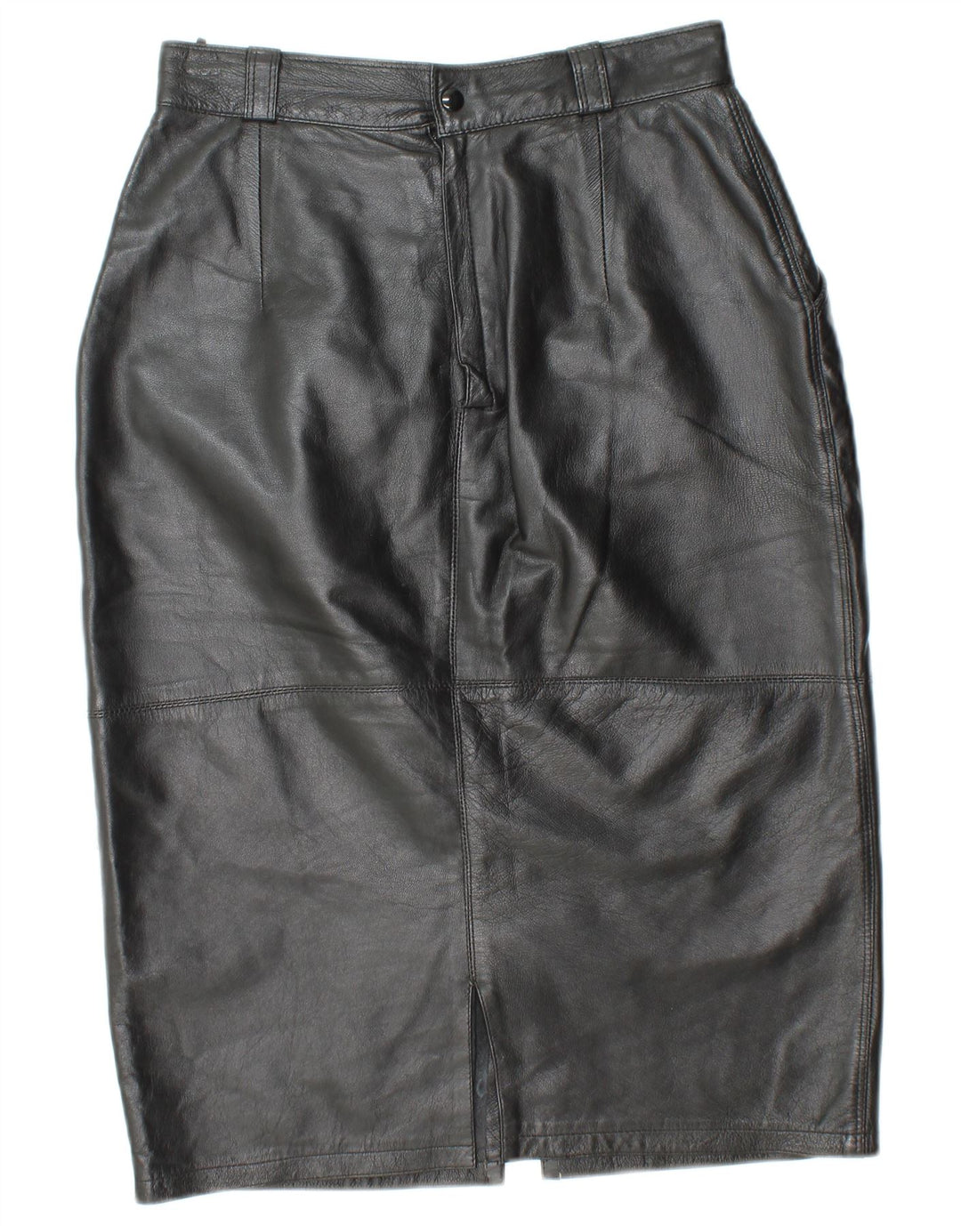 Fustă din piele cu talie înaltă pentru femei VINTAGE IT 44 Medium W26 Piele neagră