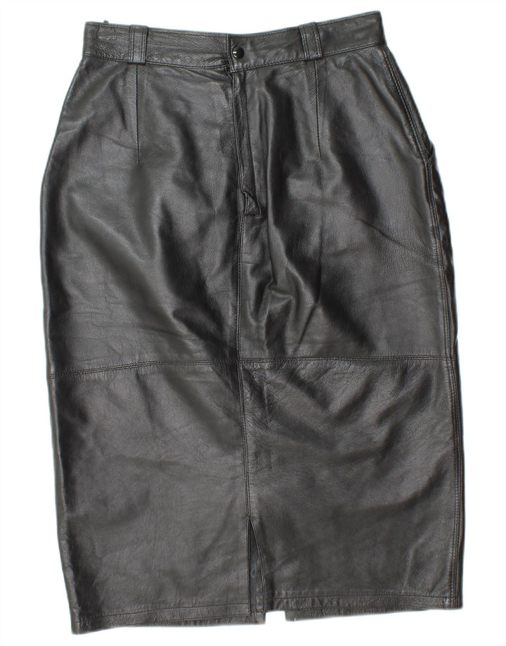 Fustă din piele cu talie înaltă pentru femei VINTAGE IT 44 Medium W26 Piele neagră