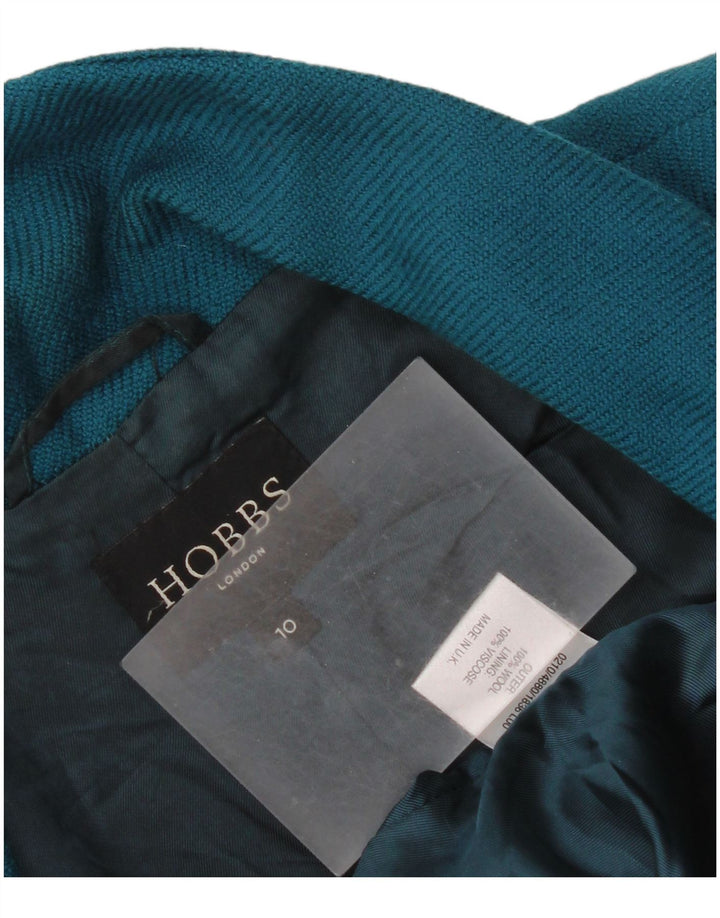 Jachetă Hobbs pentru femei Crop 2 Button Blazer UK 10 Small Blue Wool