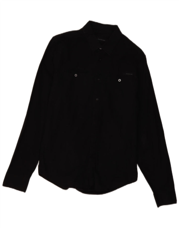 Cămașă Calvin Klein pentru bărbați, bumbac mediu negru