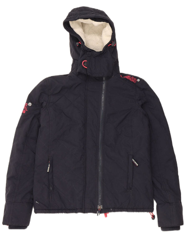 Jachetă Windbreaker cu glugă Superdry pentru femei UK 16 mare bleumarin