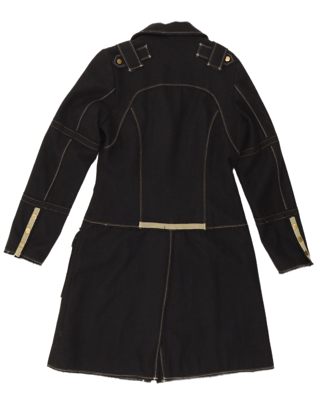 Pardesiu militar vintage pentru femei UK 10, mic, negru, clasic