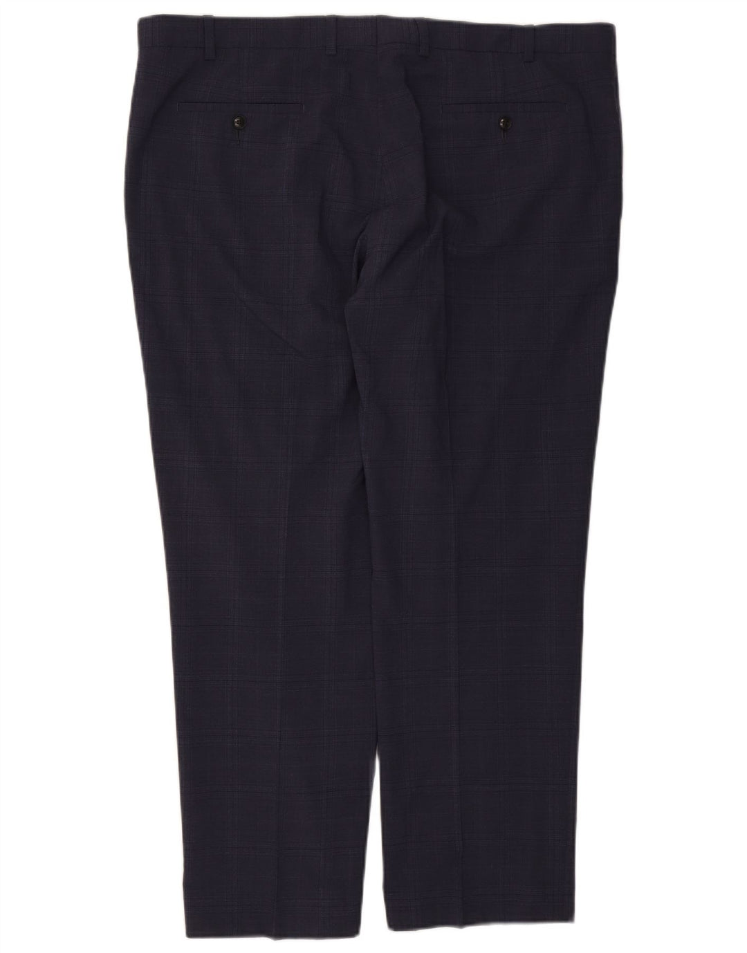 Pantaloni de costum obișnuiți pentru bărbați Marks & Spencer L42 L29 Lână cu carouri bleumarin