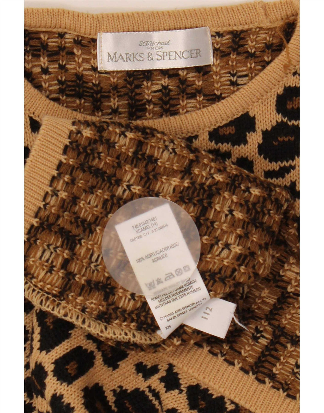 Pulover pentru femei Marks & Spencer cu decolteu triplu UK 14 Maro mare