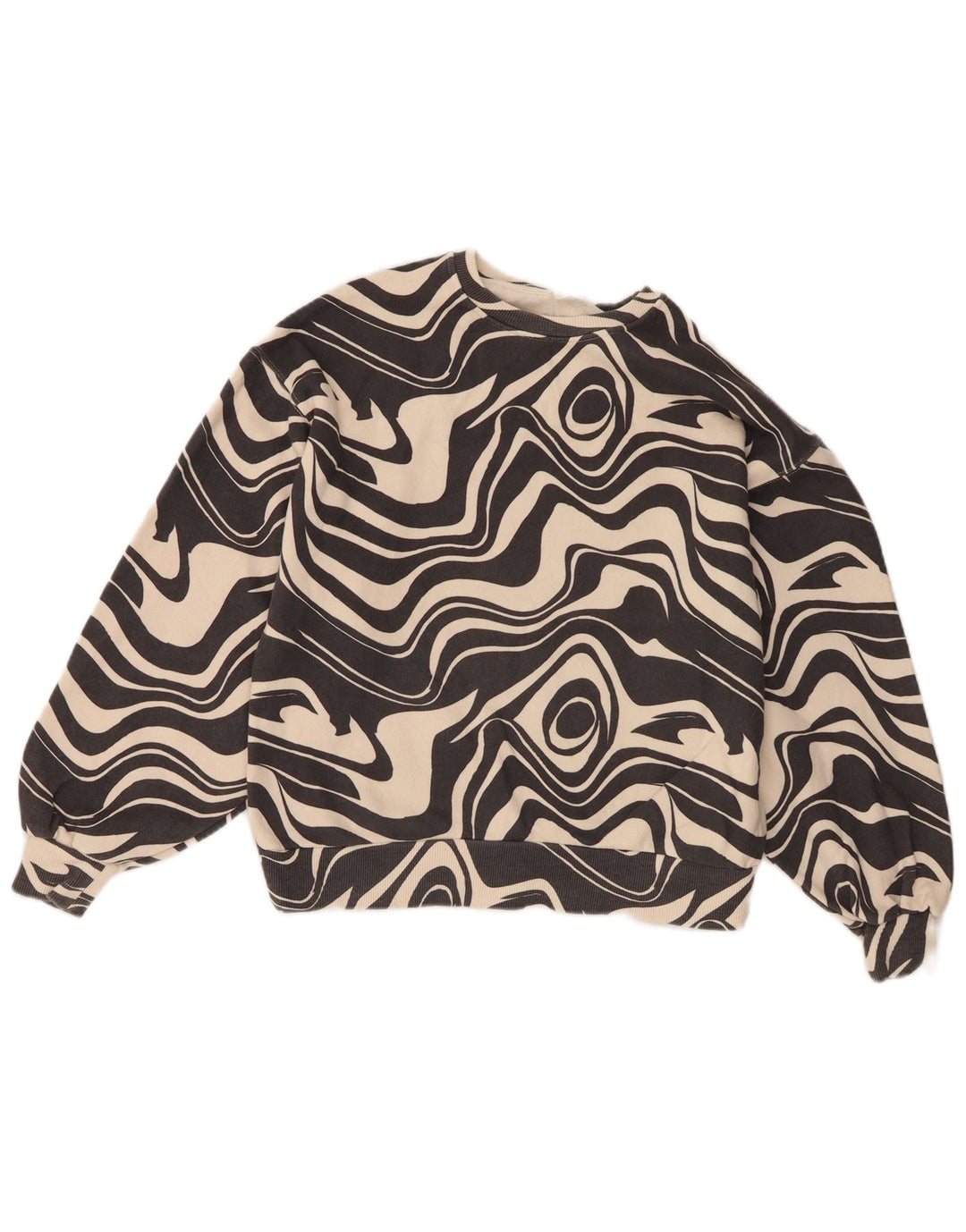 Pulover pentru fete Zara, cu model abstract, 13-14 ani, bumbac negru