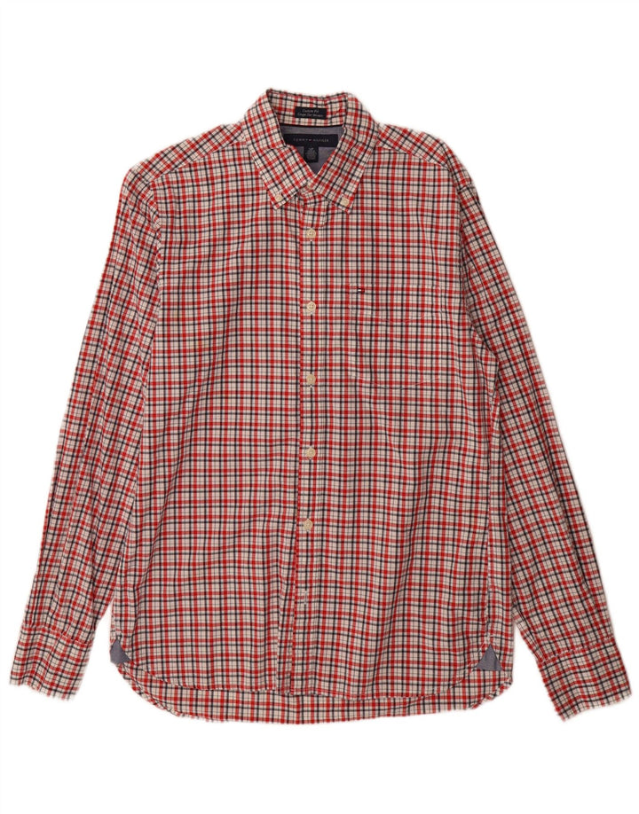 Cămașă personalizată pentru bărbați Tommy Hilfiger, bumbac cu carouri mici, roșii