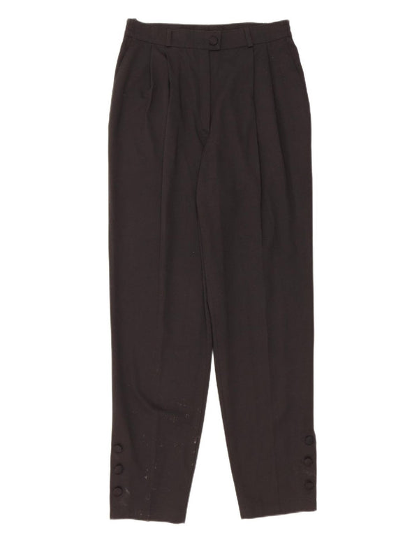 Pantaloni de costum vintage cu talie înaltă pentru femei UK 14 Medium W28 L29 Negru