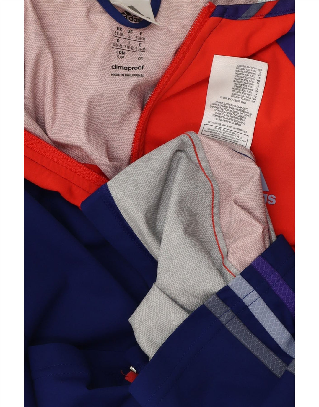 Jachetă de ploaie Clima Proof ADIDAS pentru femei Marea Britanie 8/10, albastru, color block