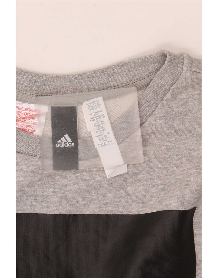 Hanorac cu grafic pentru băieți Adidas 13-14 ani, bumbac gri