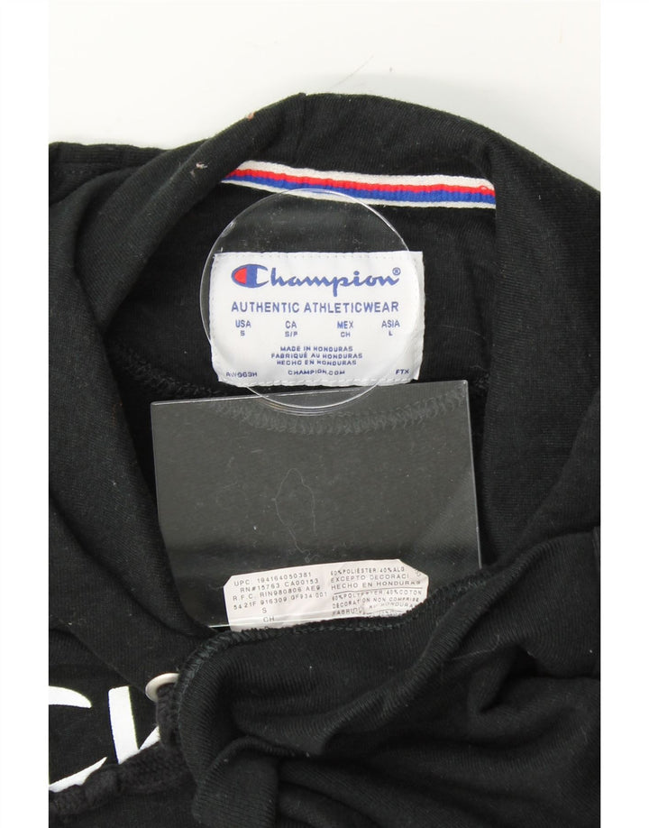 CHAMPION Womens Graphic Hoodie Jumper UK 10 Small Black Polyester Vintage Champion and Second-Hand Champion from Messina Hembry 