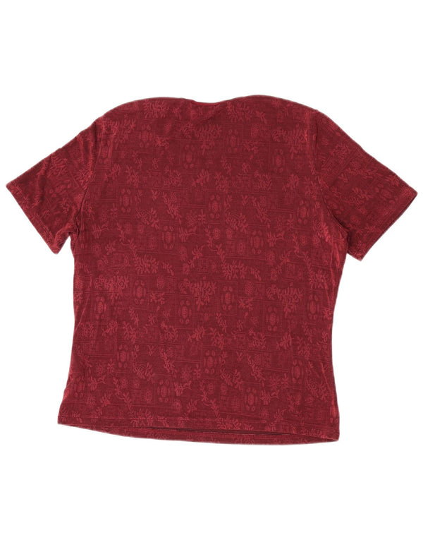 Tricou pentru femei Marks & Spencer Top UK 14 Large Burgundy Floral Acetat