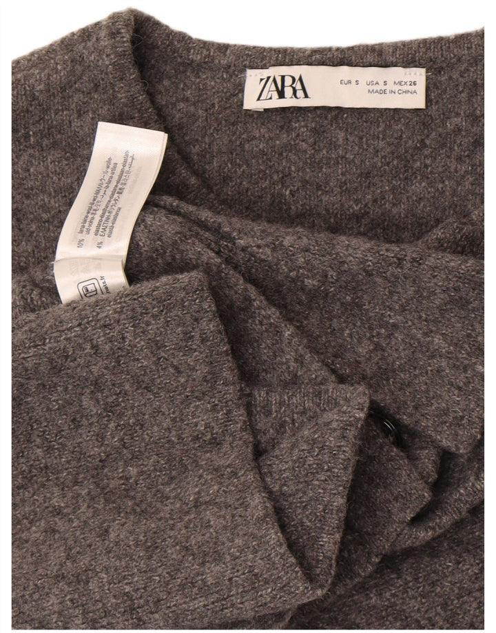 Zara Femei Vest Tank Top UK 10 Small Gri Lână