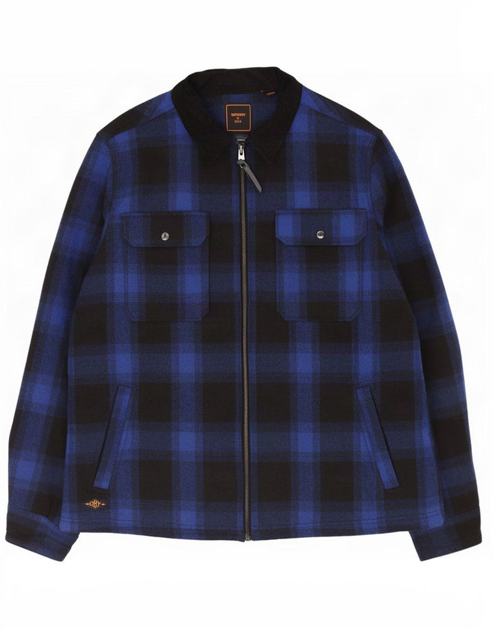 Jachetă Superdry pentru bărbați Marea Britanie 44 2XL Lână cu carouri bleumarin
