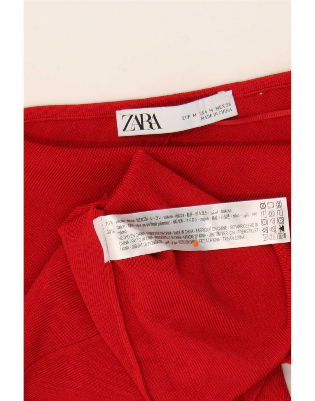 Top Crop One Shoulder pentru femei Zara UK 12 Medium Red Viscose