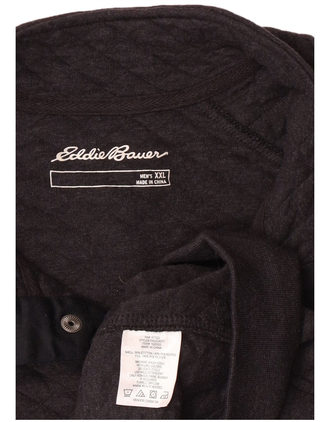 Pulover pentru bărbați Eddie Bauer, cu gât cu nasturi, bumbac geometric 2XL, gri