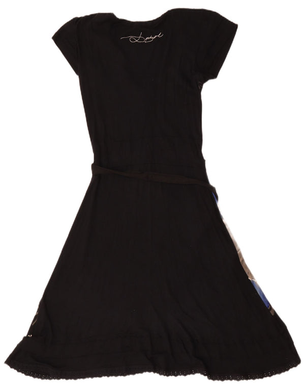 Rochie A-Line Desigual pentru femei UK 12 Medium Black Floral Viscose