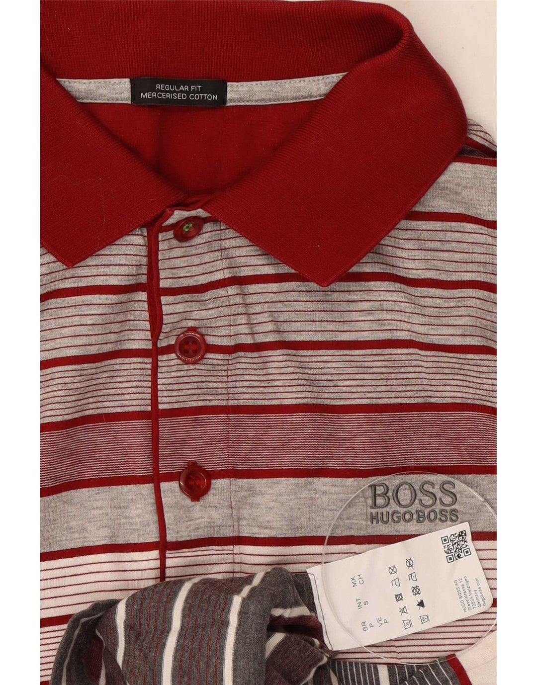 Tricou polo Hugo Boss pentru bărbați, bumbac cu dungi roșii mici