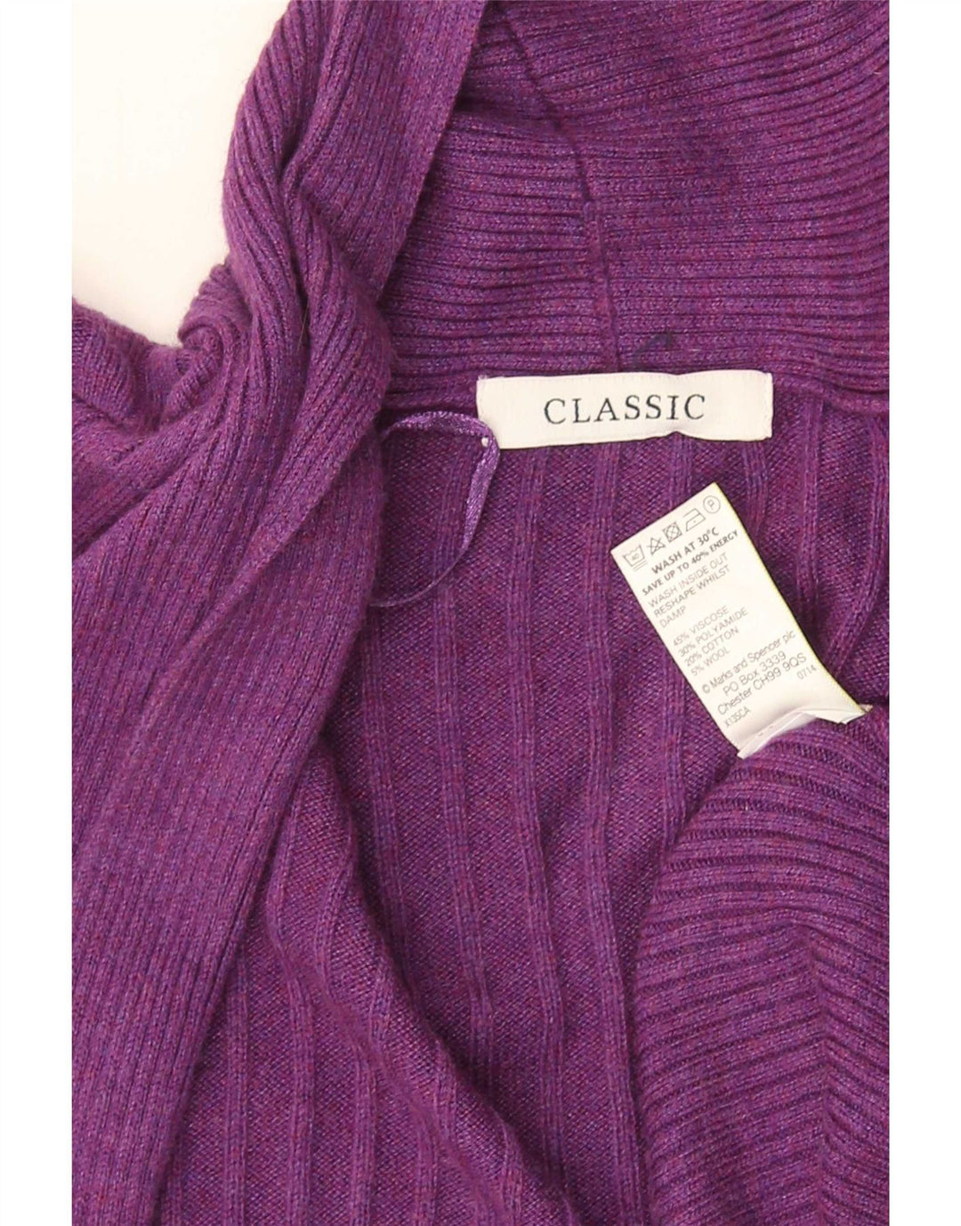 Pulover cardigan deschis pentru femei Marks & Spencer UK 14 Viscoză violet mediu