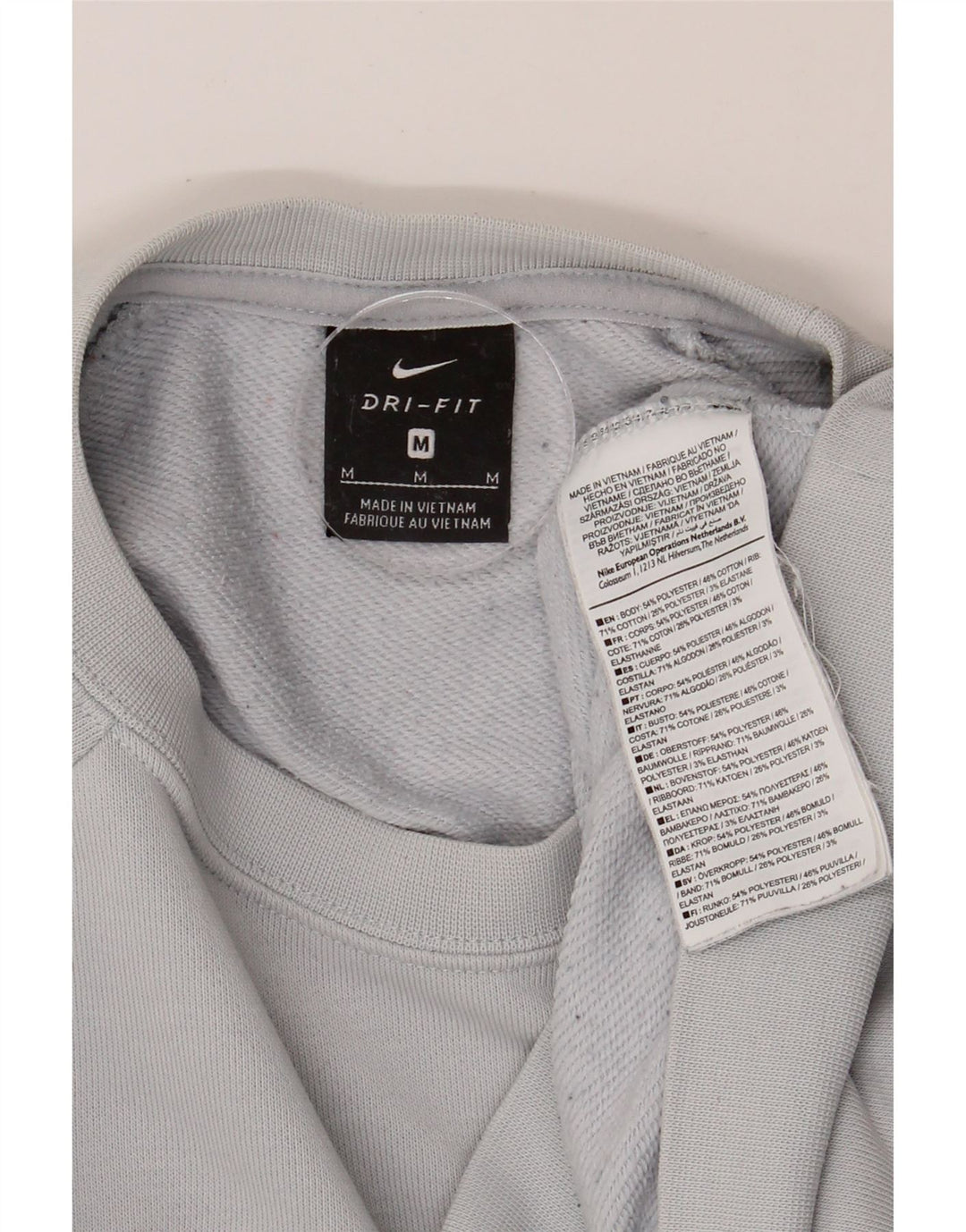 NIKE Womens Dri Fit Oversized Graphic Sweatshirt Jumper UK 14 Medium Grey Vintage Nike and Second-Hand Nike from Messina Hembry 