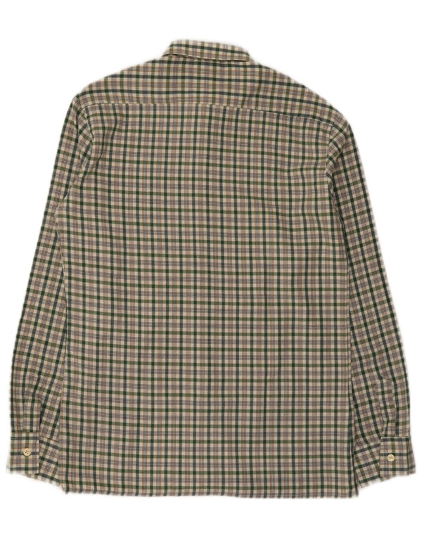 Cămașă de flanel vintage pentru bărbați, poliester cu carouri mici, verde