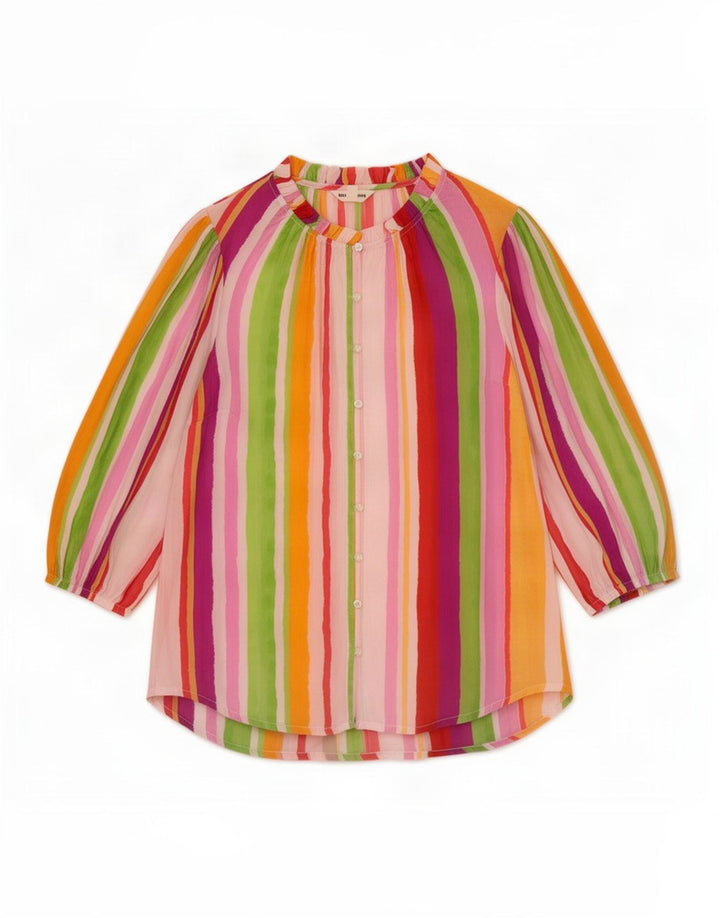 Bluză cămașă pentru femei Monsoon cu mâneci 3/4 UK 14 Medium, multicolore, cu dungi