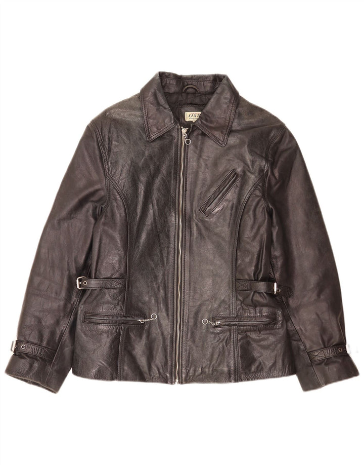 Jachetă de piele pentru femei Sixty UK 14 Large Black
