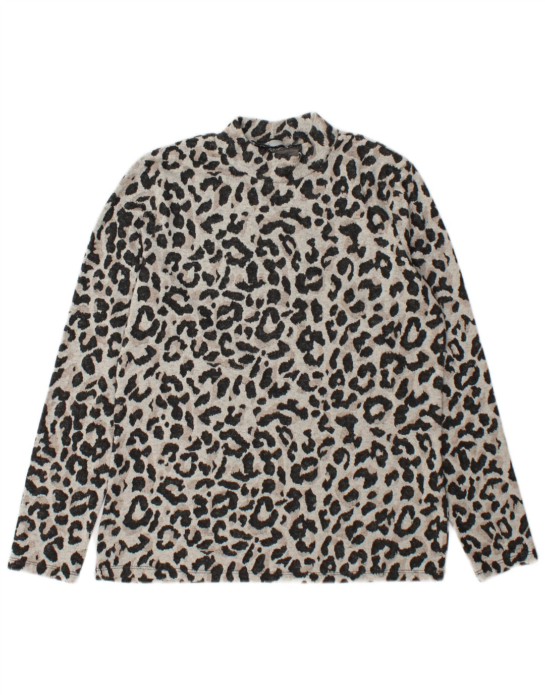 Oasis Top pentru femei cu mânecă lungă UK 14 Medium Gri Animal Print Poliester