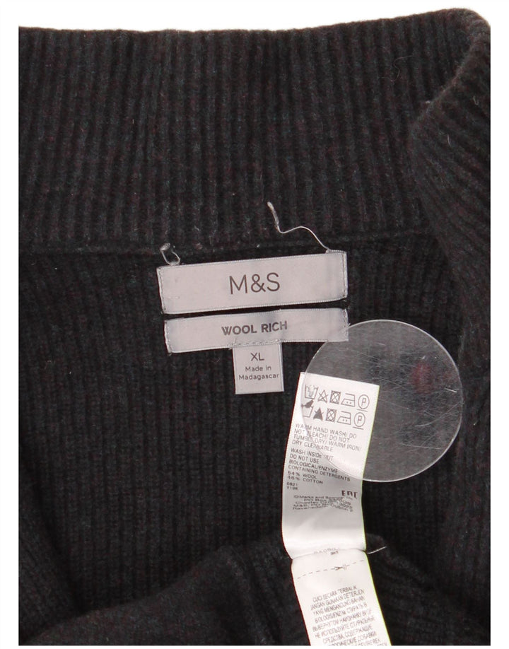 Pulover cardigan pentru femei Marks & Spencer UK 18 XL Lână neagră
