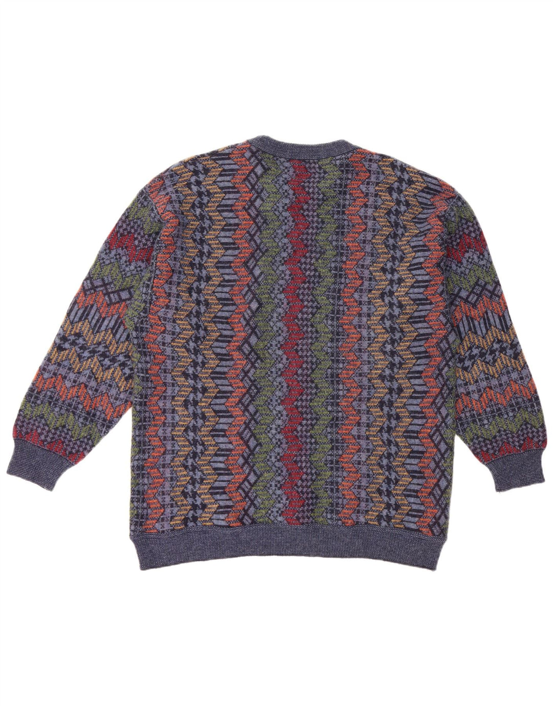 CASSAN Pulover pentru bărbați cu gât de barcă IT 52 Lână chevron mare bleumarin