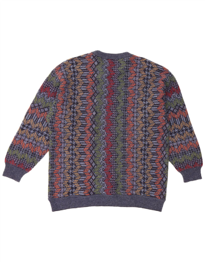 CASSAN Pulover pentru bărbați cu gât de barcă IT 52 Lână chevron mare bleumarin