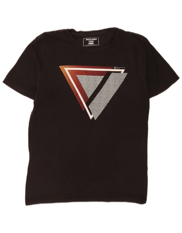 Tricou grafic Jack & Jones Slim Fit pentru bărbați Top, bumbac mediu negru
