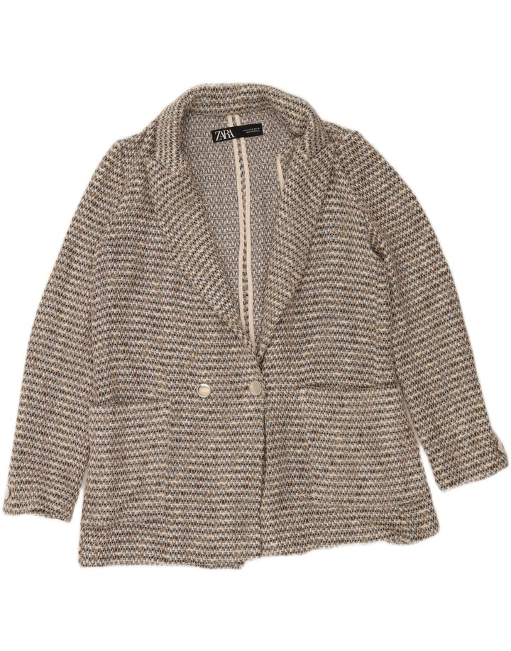 ZARA Womens Double Breasted Blazer Jacket UK 14 Medium Grey Check Vintage Zara and Second-Hand Zara from Messina Hembry 