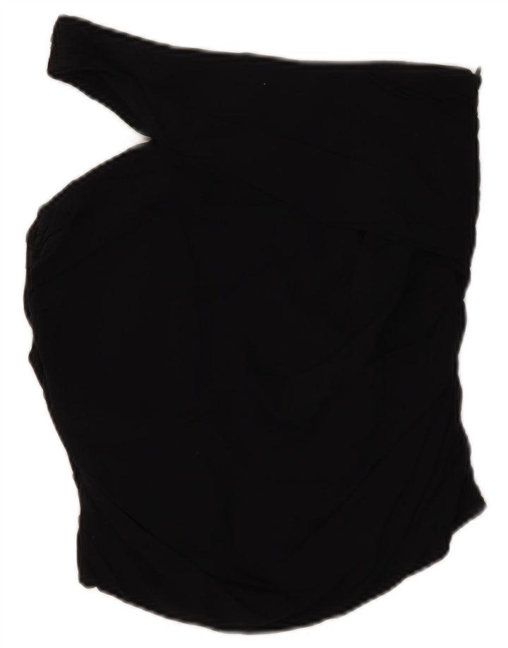 Top Crop One Shoulder pentru femei Zara UK 12 Medium Black Viscose