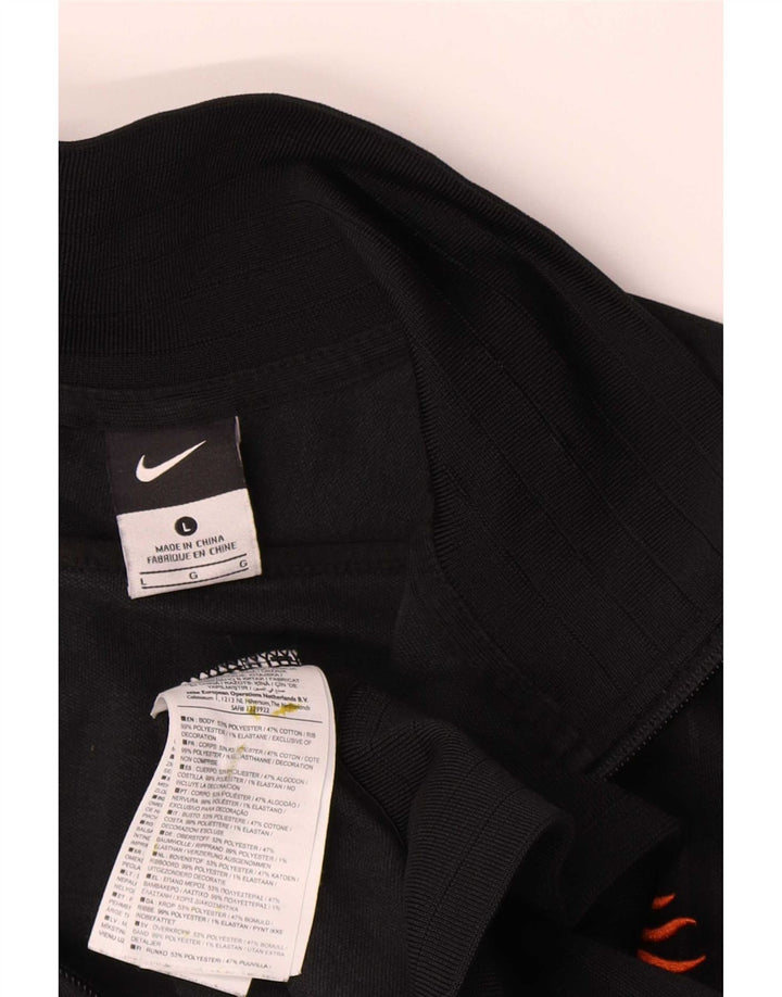 Jachetă de trening cu grafic KNVB Nike pentru bărbați, poliester mare, negru, cu dungi
