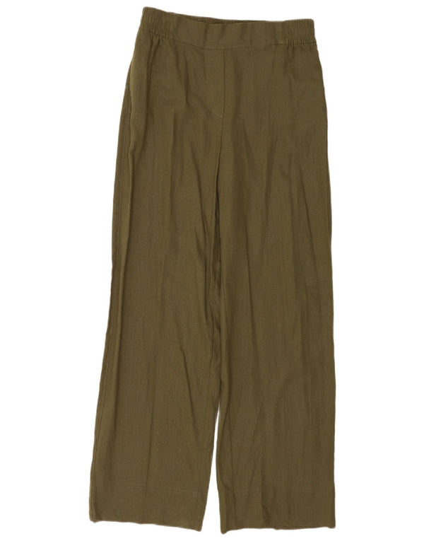 Pantaloni casual pentru femei cu picioare largi Zara Mici L26 L31 Verde