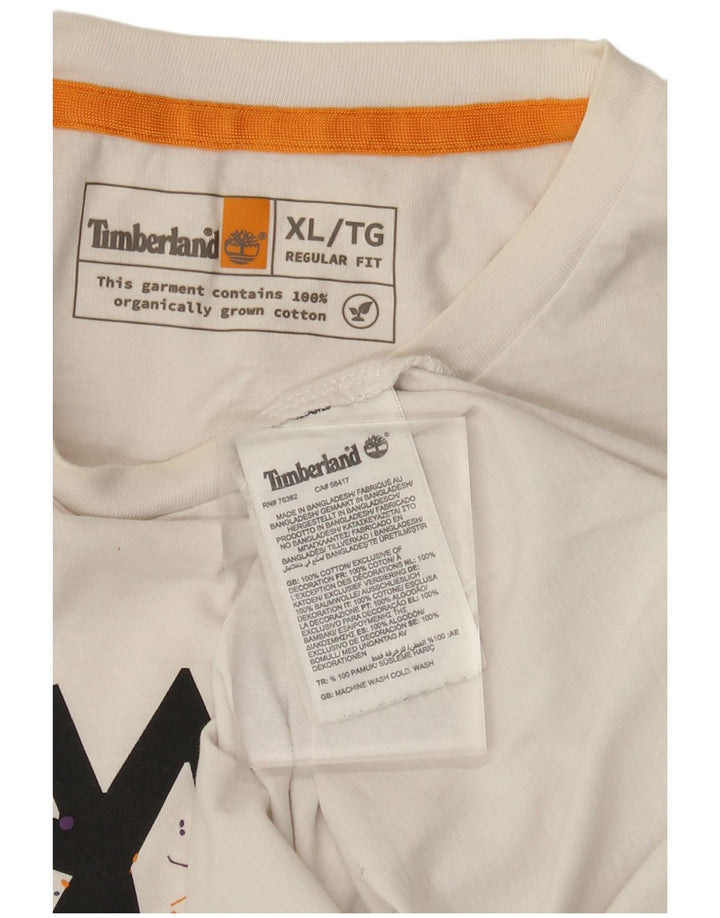 Tricou grafic Timberland pentru bărbați, cu croială normală, XL, bumbac alb