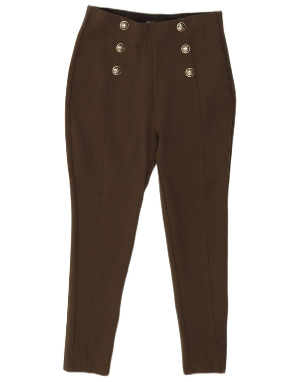 Leggings crop pentru femei Zara UK 14, largi, verde, viscoză