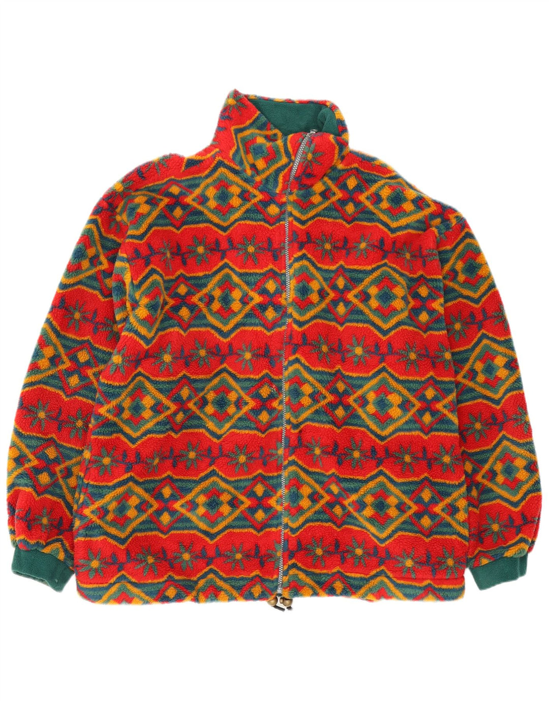 Jachetă din lână supradimensionată vintage pentru femei UK 18 XL roșu geometric