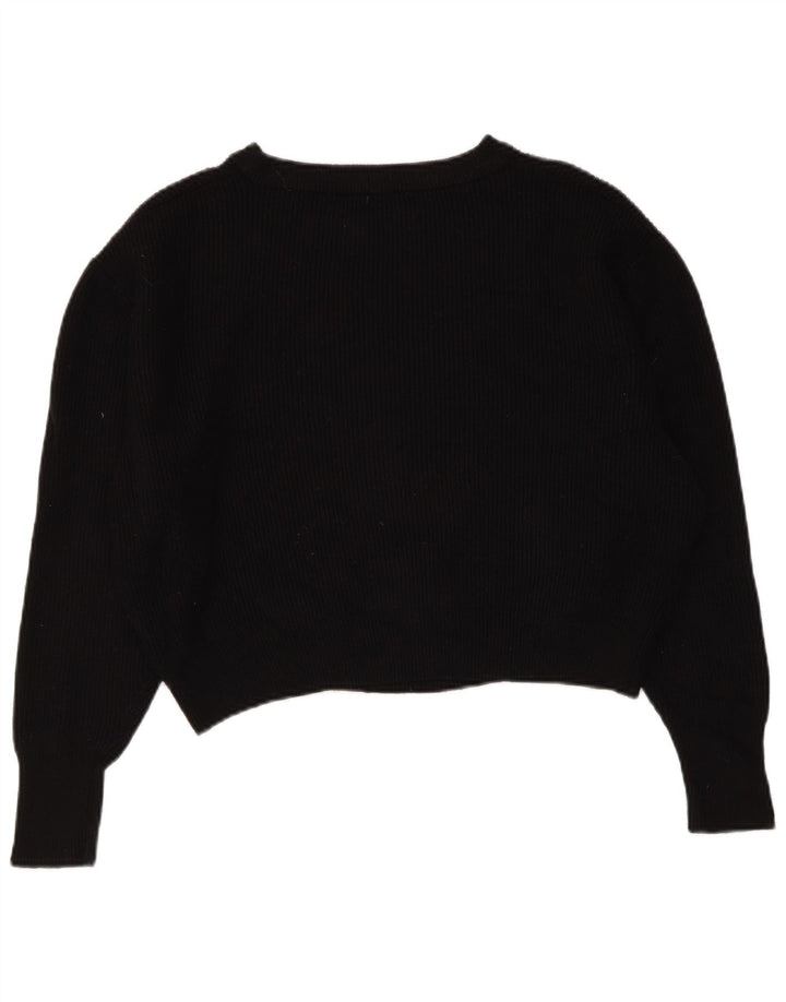 Pulover ZARA pentru damă, crop supradimensionat, cu gât de barcă, UK 14 Medium Negru