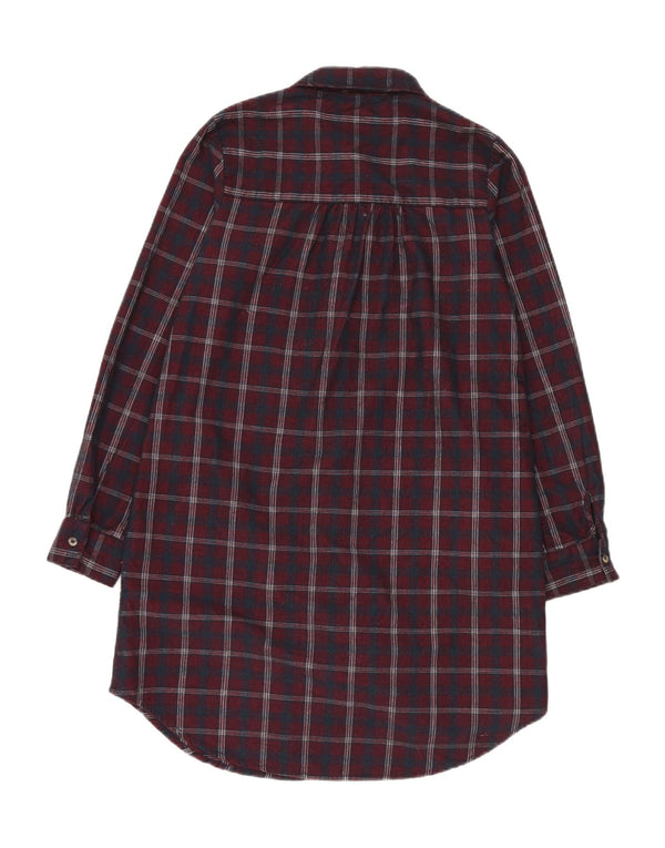 Rochie cămașă pentru femei Fat Face, cu ajustare largă, UK 8, bumbac cu carouri burgundy