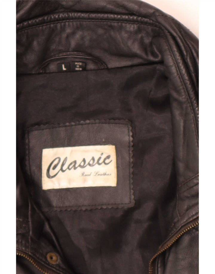 Jachetă de piele pentru bărbați CLASIC UK 40 Large Black