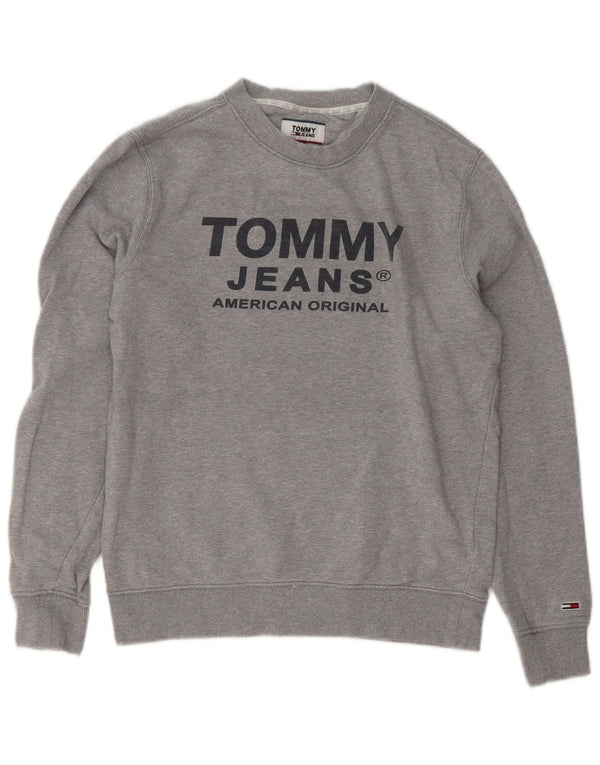 Hanorac grafic pentru bărbați Tommy Hilfiger Pulover mic, gri, bumbac