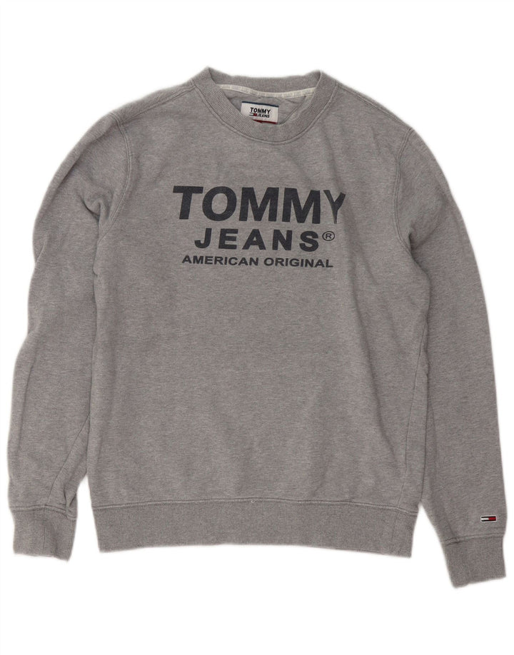 Hanorac grafic pentru bărbați Tommy Hilfiger Pulover mic, gri, bumbac