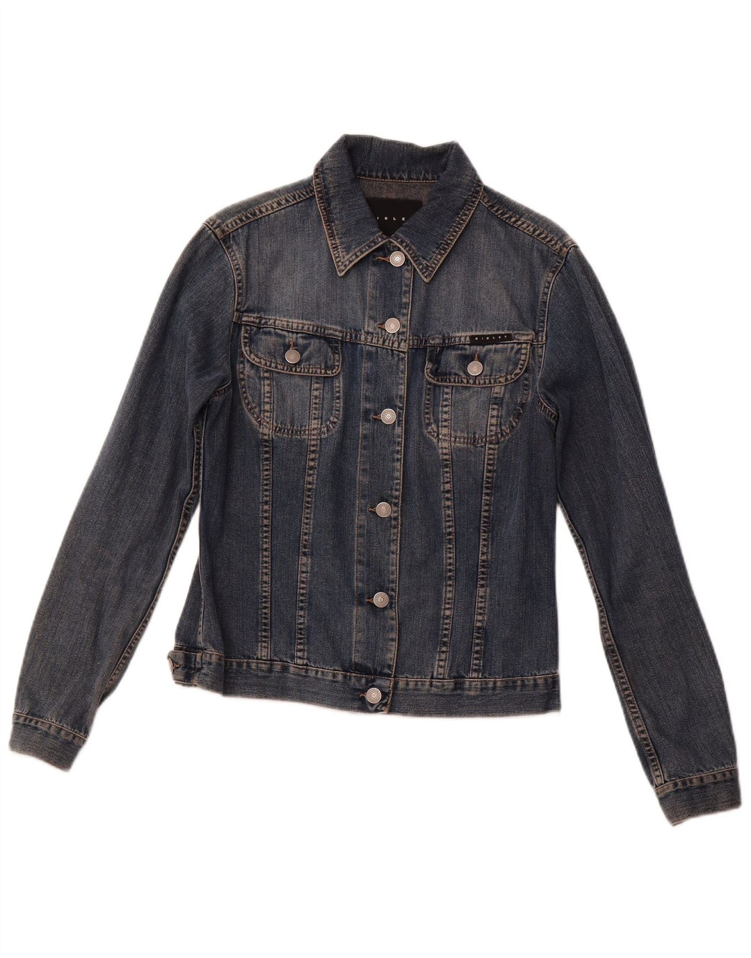 Jachetă de blugi pentru femei SISLEY UK 10 mic bumbac bleumarin