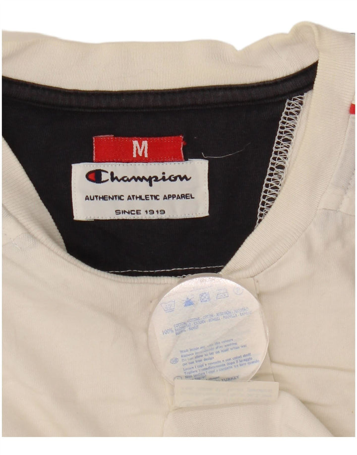 Tricou grafic pentru bărbați Champion Top mediu alb din bumbac color bloc